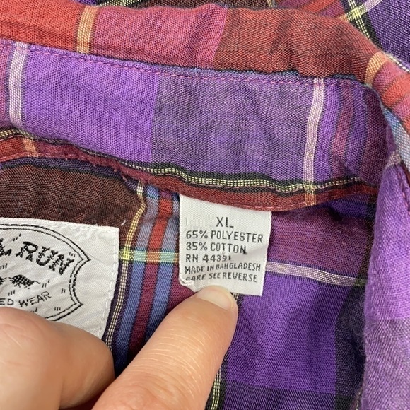 Vintage Bull Run Rugged Wear Plaid Short Sleeve Button Up Shirt XL - Picture 4 of 5